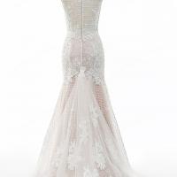 Illusion lace tulle panel combined with court train bridal gown 8