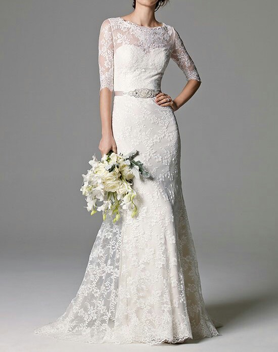Robe de mariée manches 3/4 tissu dentelle