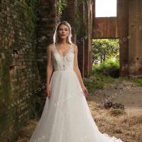 Lace bodice and glitter tulle skirt designer bridal gown 1