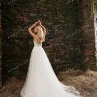 Lace bodice glitter skirt bridal gown 3