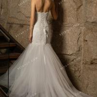 Lace up back modern mermaid wedding gown 3