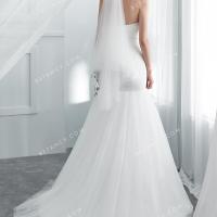 Lace up soft light ivory tulle wedding dress 3