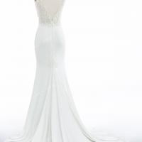 Low v back fit and flare soft satin wedding dress 6