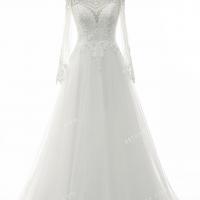 Luxurious geometric beaded ivory lace and soft tulle wedding gown 4