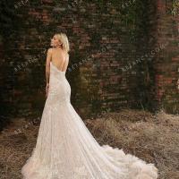 Luxury beaded flower appliqued mermaid wedding dress 2