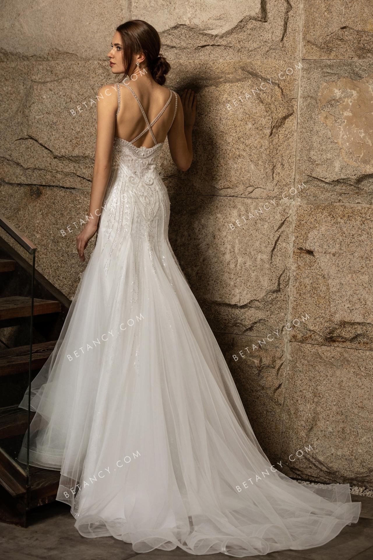 Luxury shimmering beaded wholesale wedding gown 3