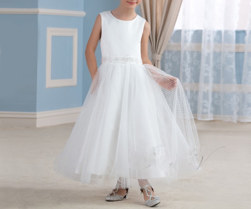 Mignon blanc dentelle fleur fille robes ivoire sainte communion robe filles pageant b eacute 1