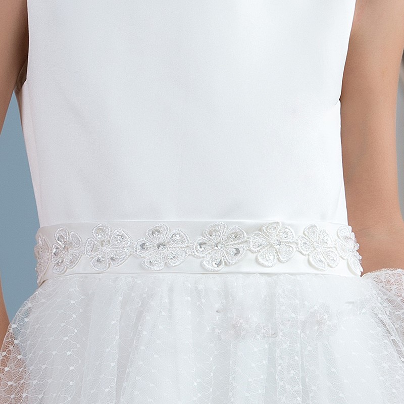 Mignon blanc dentelle fleur fille robes ivoire sainte communion robe filles pageant b eacute 2