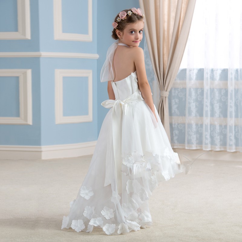 Mode blanc high low robes de demoiselle halter cou enfants premi egrave 1