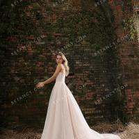 Modern and unique pink tulle weddig dress 1