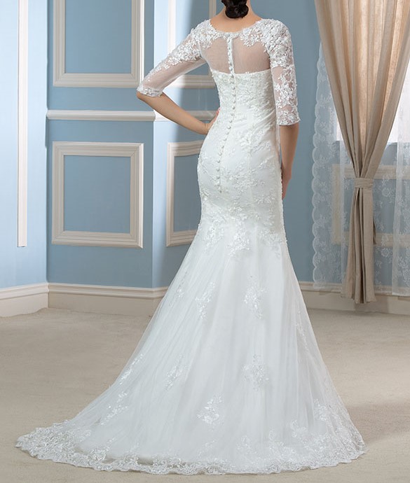 New style manches demi dentelle robes de mari eacute