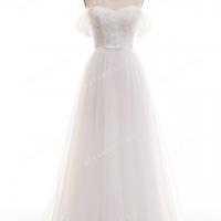 Off the shoulder with choker lace and tulle bridal gown 4