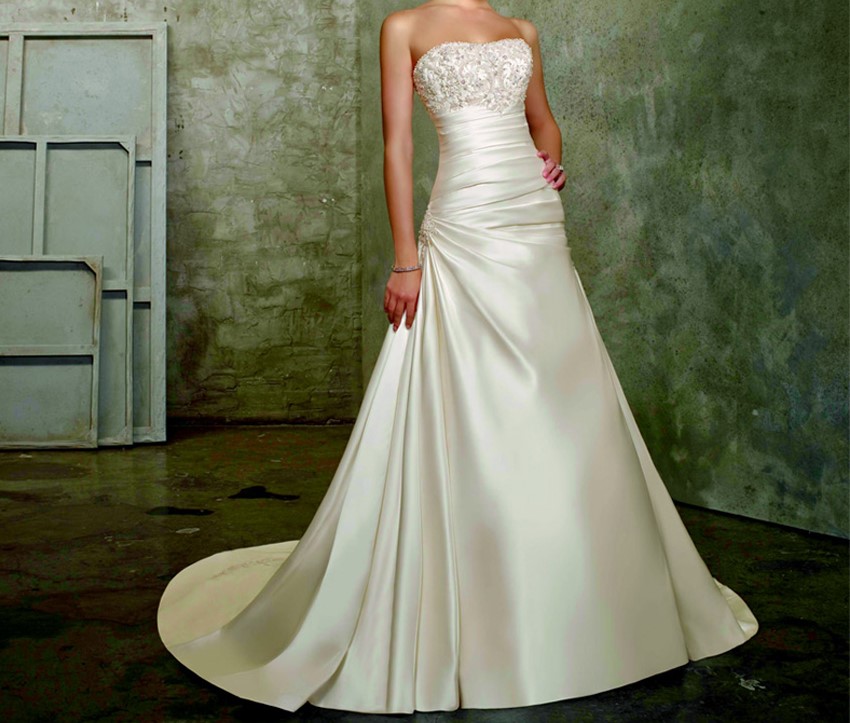 Pas cher plus la taille robe de mariee 2016 perlee bretelles corsage une ligne satin robes