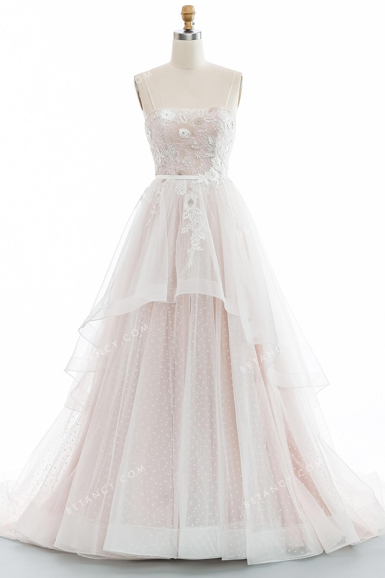 Pink nude handmade designer ball gown wedding dress 4