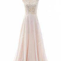 Pink nude wedding lace and chiffon wedding dress 4