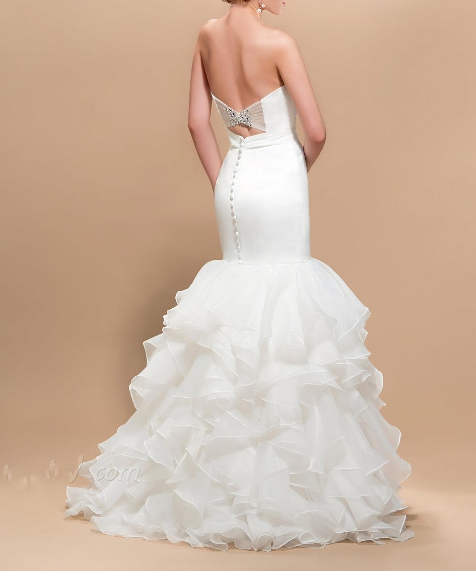 Robes de mariage d amoureux 2016 bouton zipper retour ruches organza robe de mari eacute 1