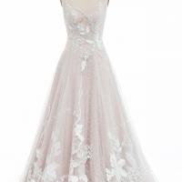Romantic designer wholesale pink nude wedding dress 4