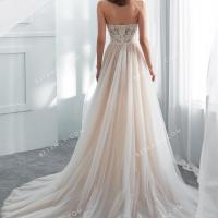 Romantic detachable soft tulle overskirt wedding gown 3