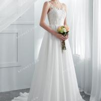 Romantic illusion lace and organza wholesale wedding dress 1