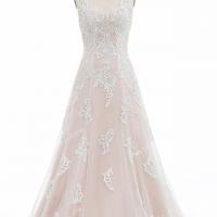 Romantic pink nude wholesale bridal gown 4