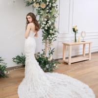 Ruffled long train bridal dress 3