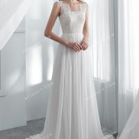 Scalloped soft lace and chiffon wholesale wedding dress 1