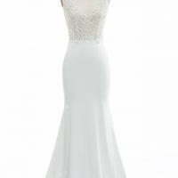 Sequinned illusion strap v neck mermaid wedding dress 4