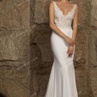 Sequinned lace and soft satin mermaid wedding dress 1