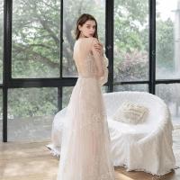 Sexy low v back with beautiful bishop sleeve bridal dress 3