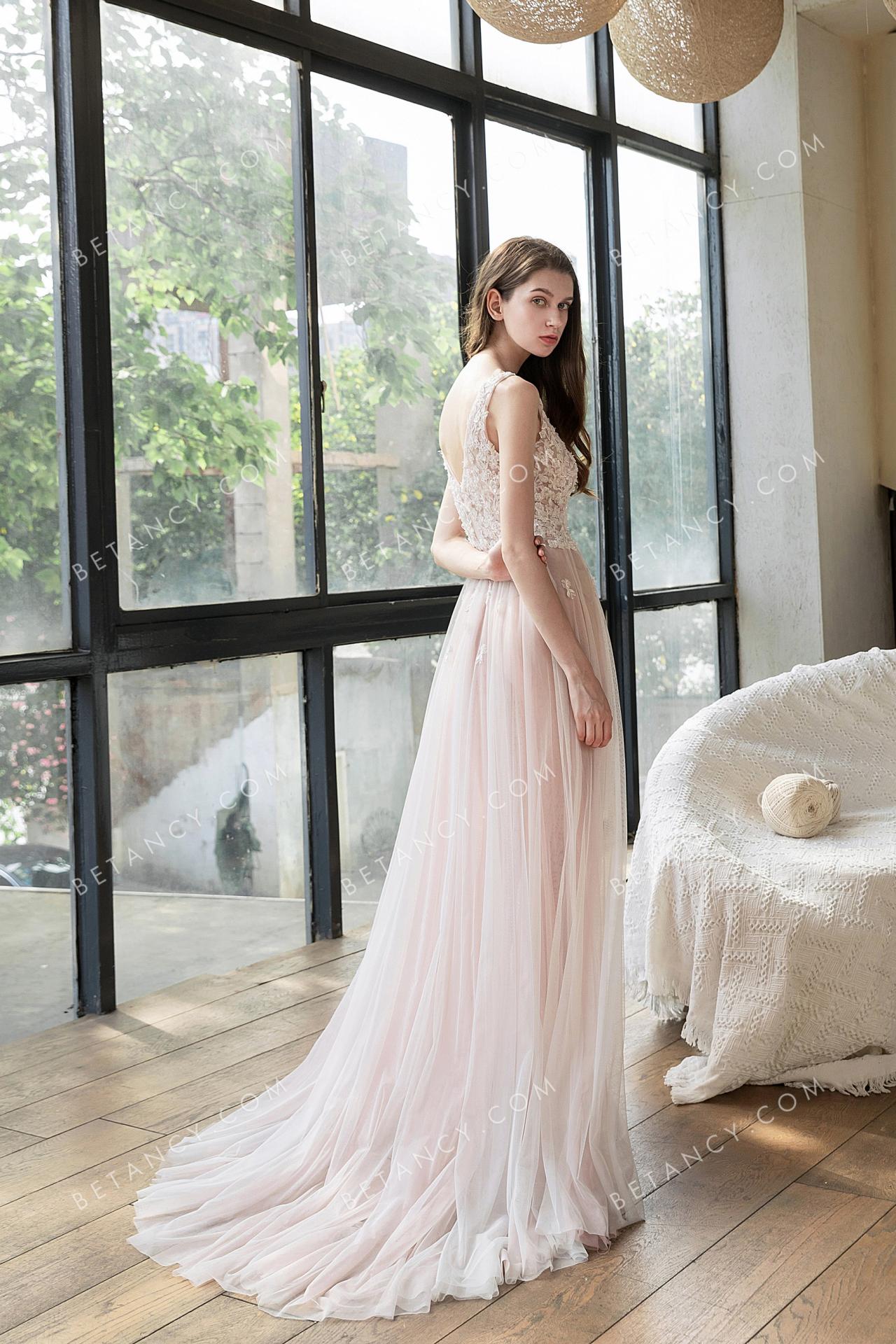 Sexy romantic and ethereal transparent tulle wedding dress 3