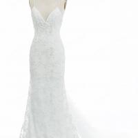 Sexy v neckline and empire waist mermaid lace wedding dress 6