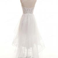 Sheer tulle high low wedding dress 5