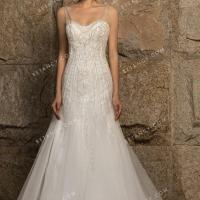 Shimmering beaded tulle mermaid wedding dress 1