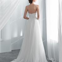 Simple and modern ivory a line long wholesale wedding gown 5