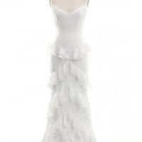 Simple yet chic bodice with spaghetti strap v neckline wedding dress 4