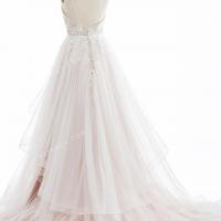 Spaghetti straps and narrow satin waistband wedding gown 6