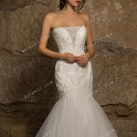 Strapless straight across neck wedding gown 2