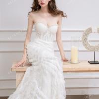 Strapless sweetheart illusion lace and tulle bridal dress 2