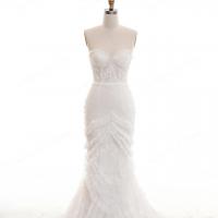 Strapless sweetheart illusion lace and tulle mermaid wedding dress 4