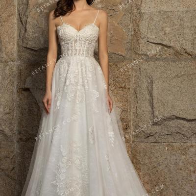 Sweetheart corset ivory lace wholesale bridal gown 1