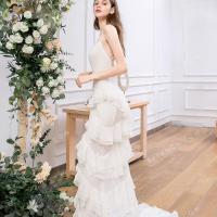 Tiered ruffled chiffon bridal gown 2
