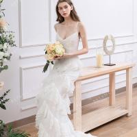 Tiered ruffled chiffon romantic designer bridal gown 1