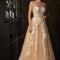 Traditional strapless sweetheart a line handmade wholesale crema wedding dress 2