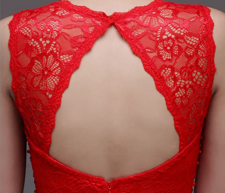 Vraie image dentelle v cou parti robe longue robes de soir eacute