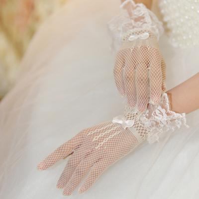 Wedding gloves mesh lace decoration ultra elastic knitted gloves black white g030